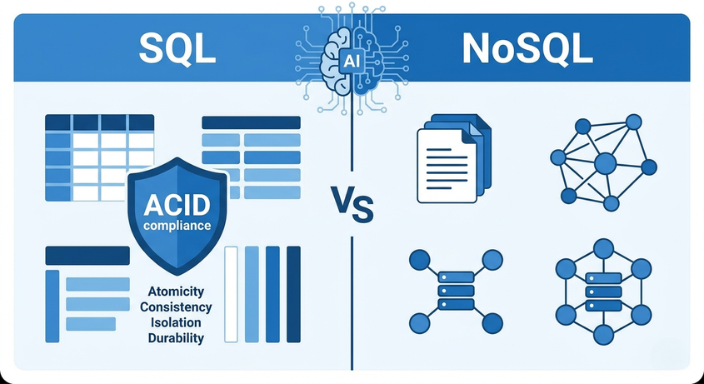 SQL vs NoSQL database comparison overview for AI applications
