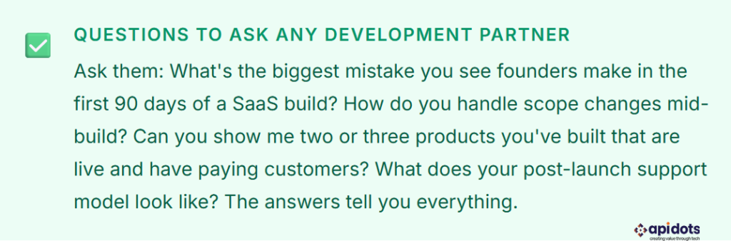 development Question to ask any development partner