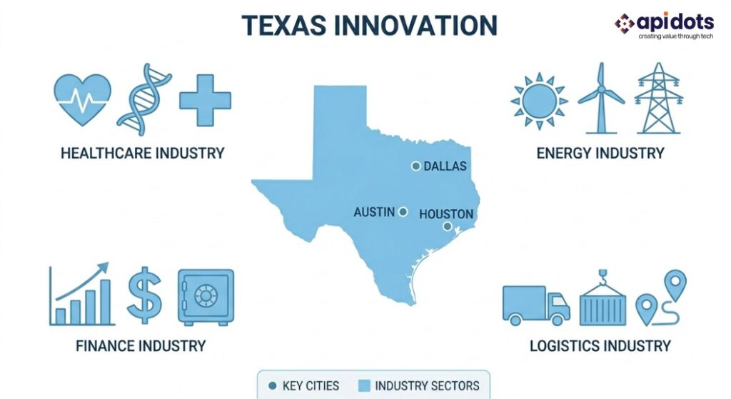 Texas AI ecosystem showing Stargate investment Austin Silicon Hills talent pipeline and top sectors